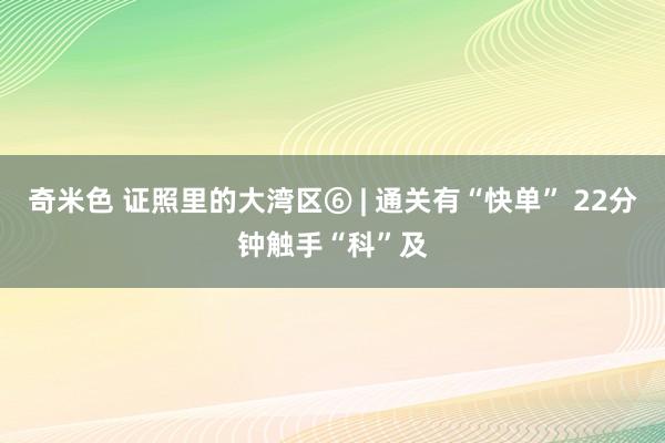 奇米色 证照里的大湾区⑥ | 通关有“快单” 22分钟触手“科”及