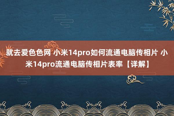 就去爱色色网 小米14pro如何流通电脑传相片 小米14pro流通电脑传相片表率【详解】